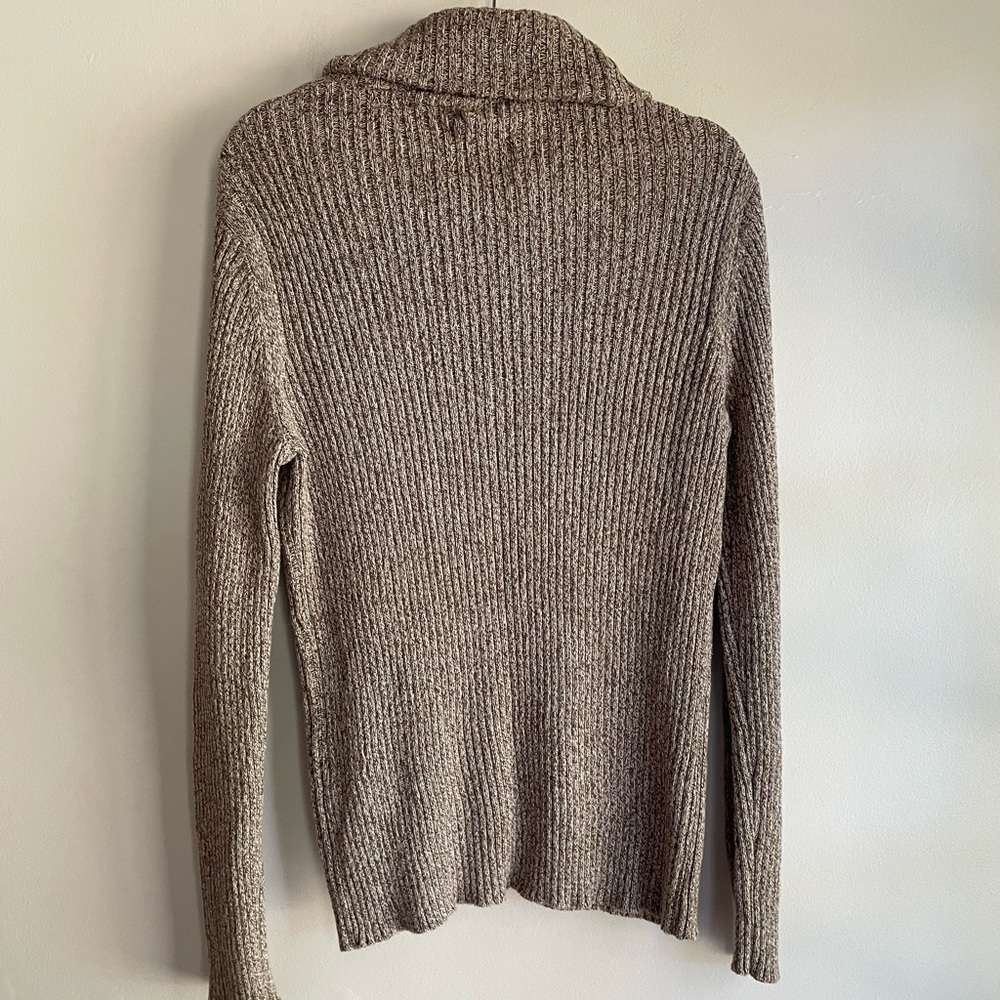 American Rag Women's 100% Cotton Brown Tweed Shawl Collar Knit Sweater Size M - Picture 3 of 4